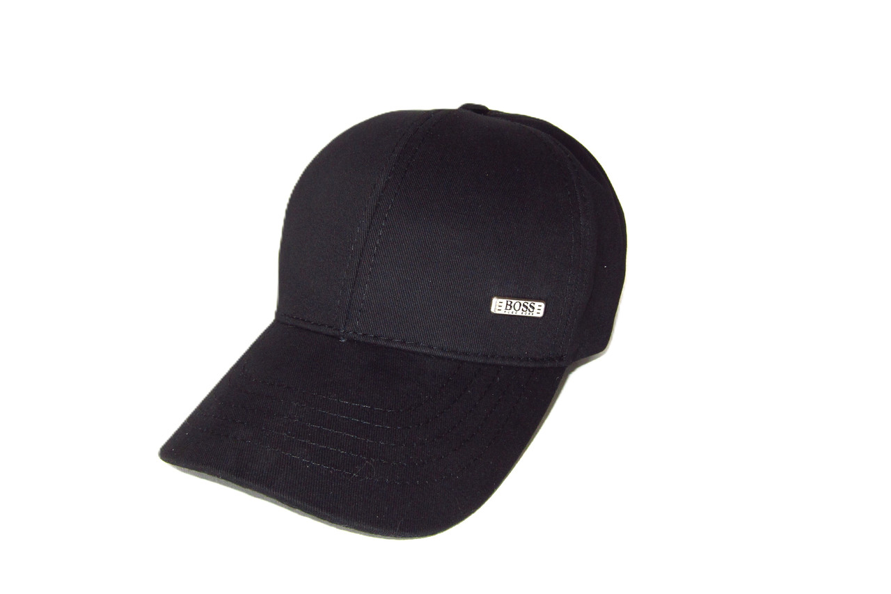 Кепка бейсболка котонова чорна з залізним лого HUGO BOSS-ХЬЮГО БОСС  71019