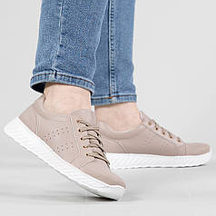 Жіночі шкіряні кросівки на літо бежеві (АС 21 беж)