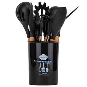 Набір кухонного приладдя з 11 предметів, чорний ELISEY