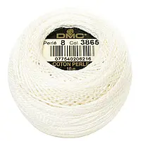Нитка Перле 8 DMC для вишивання колір 3865 білий теплий