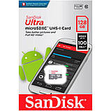 Карта пам'яті microSDXC (UHS-1) SanDisk Ultra 128Gb class 10 A1 (100Mb/s), фото 3