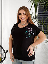 Жіноча футболка віскоза літня з  апплікацією сердця