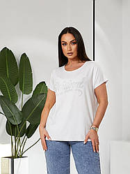 Базова жіноча футболка однотонна з коротким рукавом 50/54