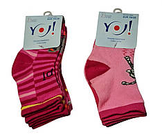 Шкарпетки для дівчинки бавовняні 3 штуки YO! SKC-3 мікс кольорів 19-20