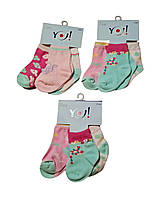 Шкарпетки для дівчинки бавовняні 3 штуки YO! SKC-3 мікс кольорів 3-6 місяців