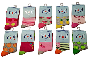 Шкарпетки для дівчинки бавовняні YO! SKC-1 мікс кольорів 23-28