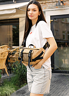 Повсякденна молодіжна стильна сумка бежева бананка жіноча зі шкіри, Жіноча поясна сумка бананка