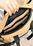 Повсякденна молодіжна стильна сумка бежева бананка жіноча зі шкіри, Жіноча поясна сумка бананка, фото 5