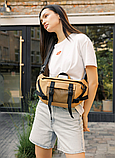 Повсякденна молодіжна стильна сумка бежева бананка жіноча зі шкіри, Жіноча поясна сумка бананка, фото 6