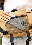 Повсякденна молодіжна стильна сумка бежева бананка жіноча зі шкіри, Жіноча поясна сумка бананка, фото 9