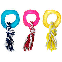 Іграшка для собак Flamingo Good4Fun Ring With Rope Кільце з мотузкою TPR-гума 8 см