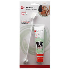 Зубна паста та щітка для собак Flamingo Petcare Toothpaste + Toothbrush набір