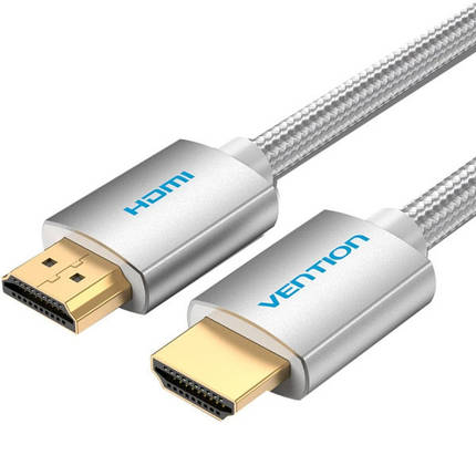 Кабель Vention HDMI-HDMI v2.0 4K 60Hz 10m Cotton Braided Silver (AABIL), фото 1