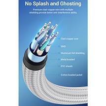 Кабель Vention HDMI-HDMI v2.0 4K 60Hz 10m Cotton Braided Silver (AABIL), фото 3