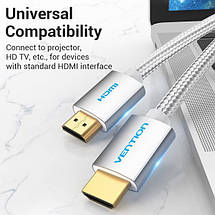 Кабель Vention HDMI-HDMI v2.0 4K 60Hz 10m Cotton Braided Silver (AABIL), фото 4