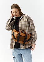 Повсякденна молодіжна стильна сумка бананка шкіряна жіноча великого розміру з безліччю кишень