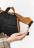 Повсякденна молодіжна стильна сумка бананка шкіряна жіноча великого розміру з безліччю кишень, фото 2