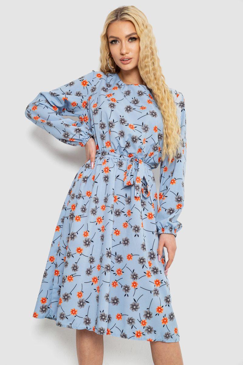 Плаття з принтом софт, колір джинс, 214R0226-4, фото 1