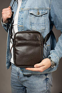 Сумка-мессенджер із натуральної шкіри, сумка через плече чоловіча SKILL Zero (коричнева)