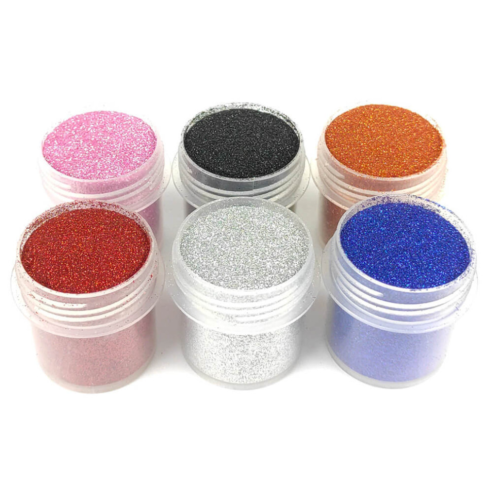 Набір гліттера для біо-тату «№1 Великий» glitter-set-big-6x-1, 6 кольорів по 12 мл, фото 1