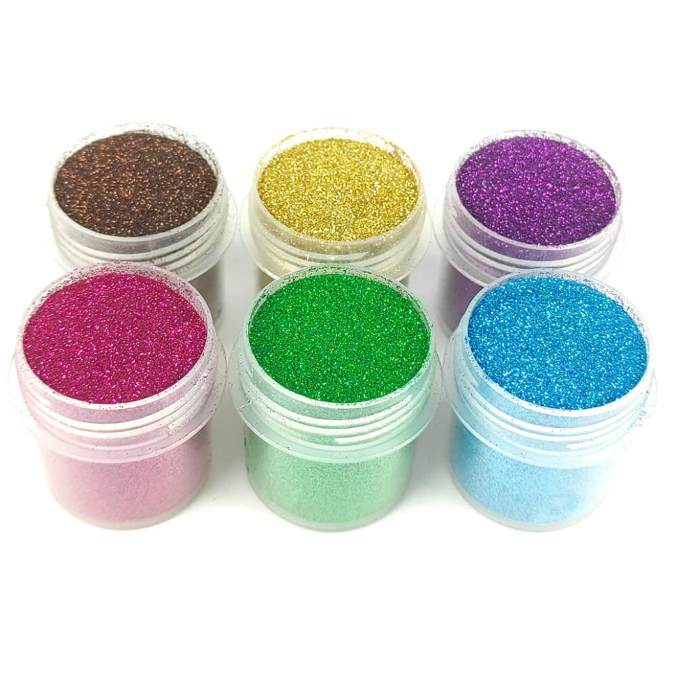 Набір гліттера для біо-тату «№1 Великий» glitter-set-big-6x-2, 6 кольорів по 12 мл, фото 1