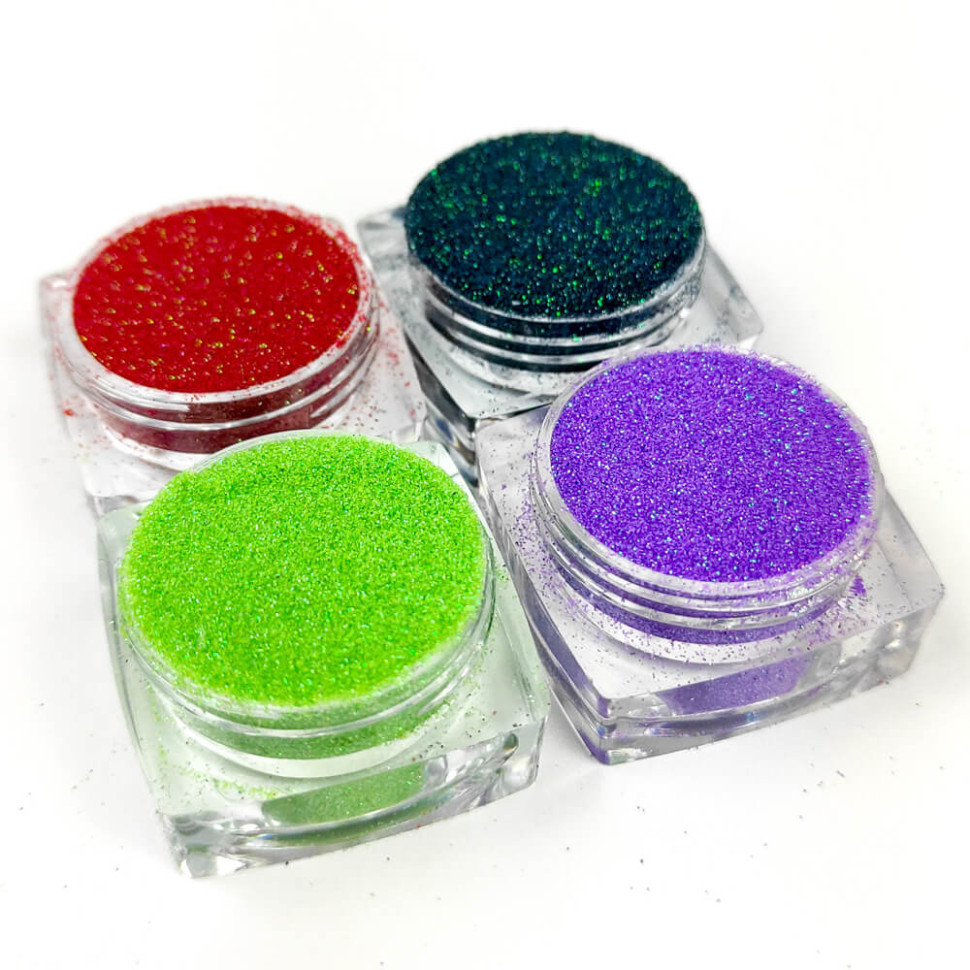 Набір гліттера для біо-тату «Райдужний №4» glitter-set-4x-4, 4 кольори, фото 1