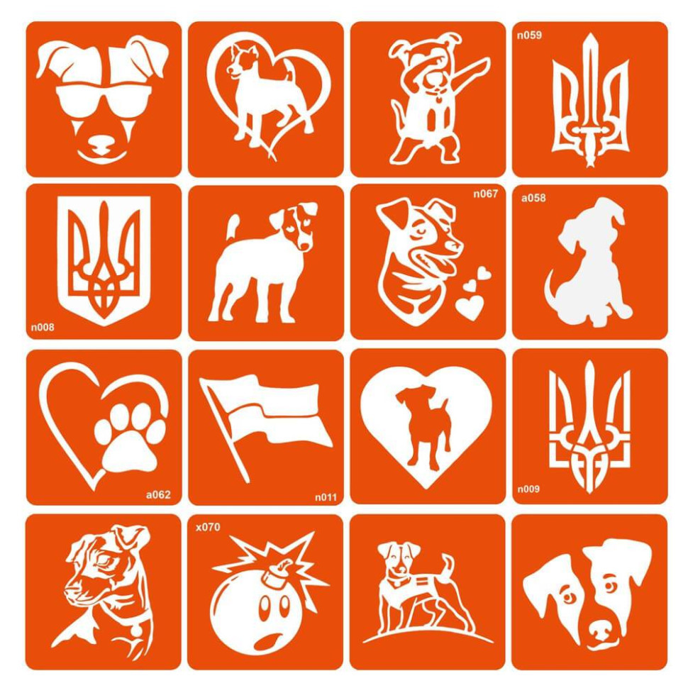 Набір трафаретів для біо-тату "Пес Патрон" pes-patron-16, фото 1