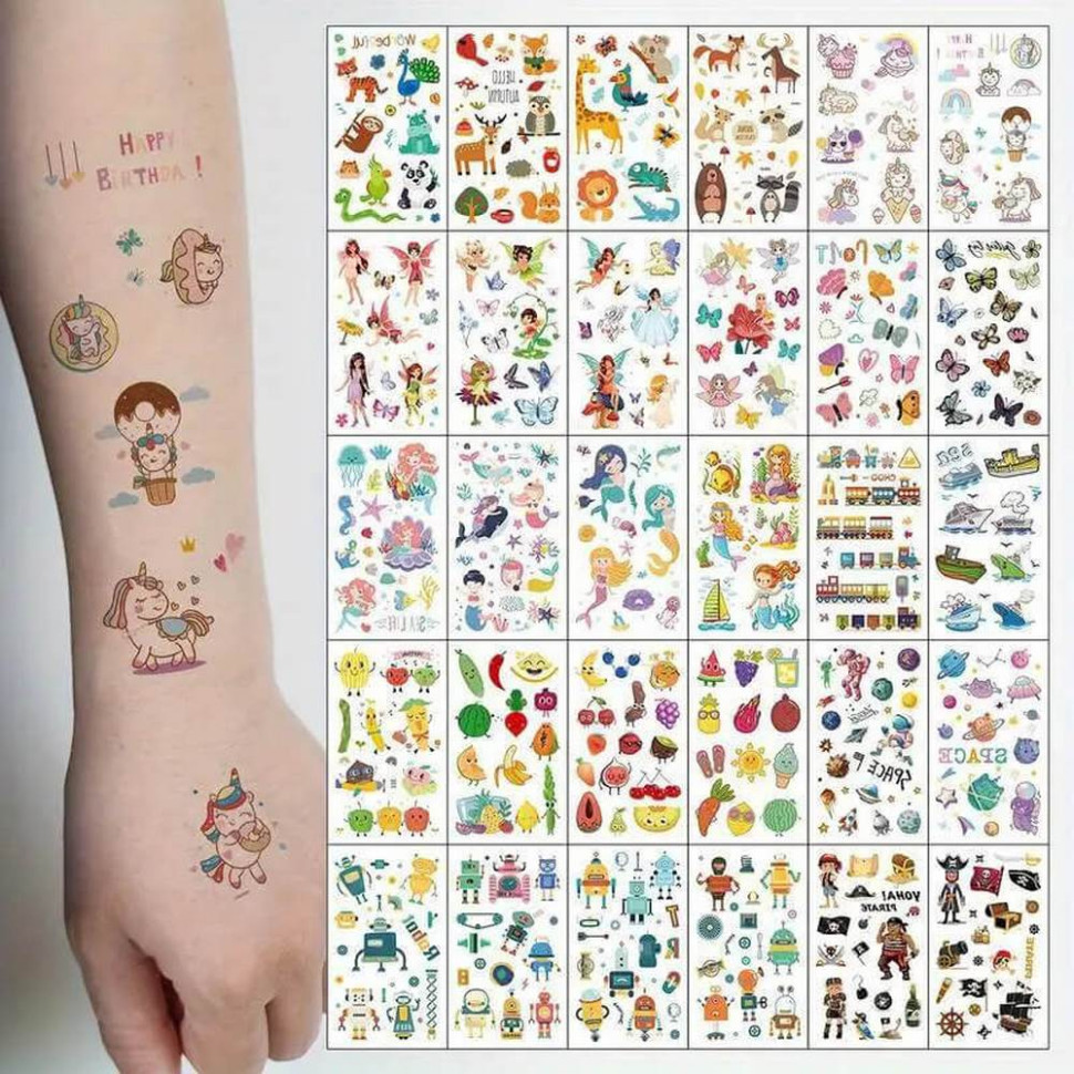 Набір дитячих тимчасових тату «Для дітей» tattoo-kids-mini-set-30, фото 1