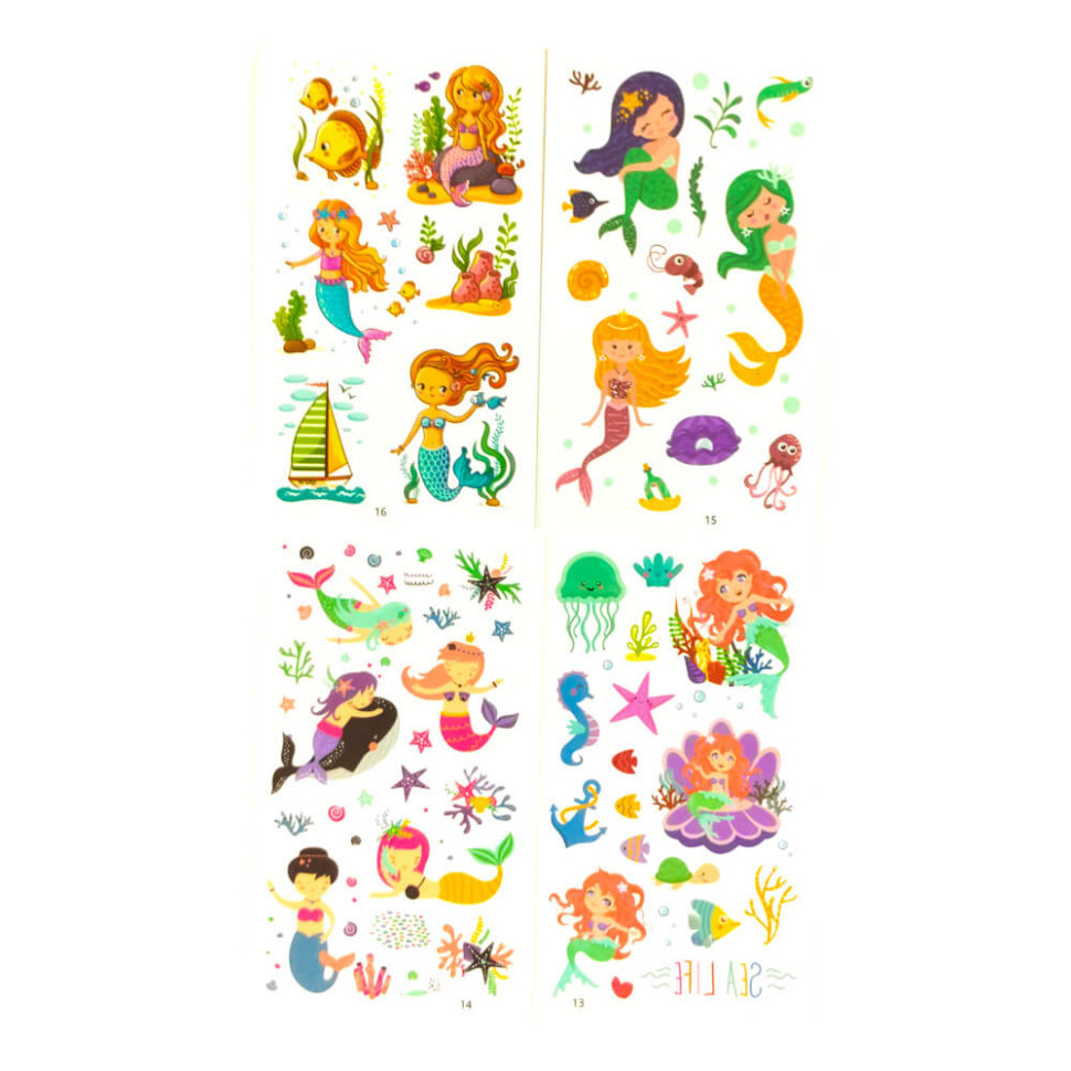 Набір дитячих тимчасових тату «Русалки» tattoo-kids-mini-set-mermaids, фото 1