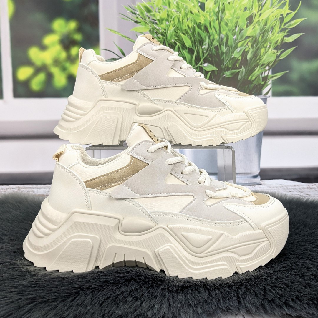 Кросівки жіночі Swin Shoes білі з сірим на об'ємній підошві демісезонні 4454