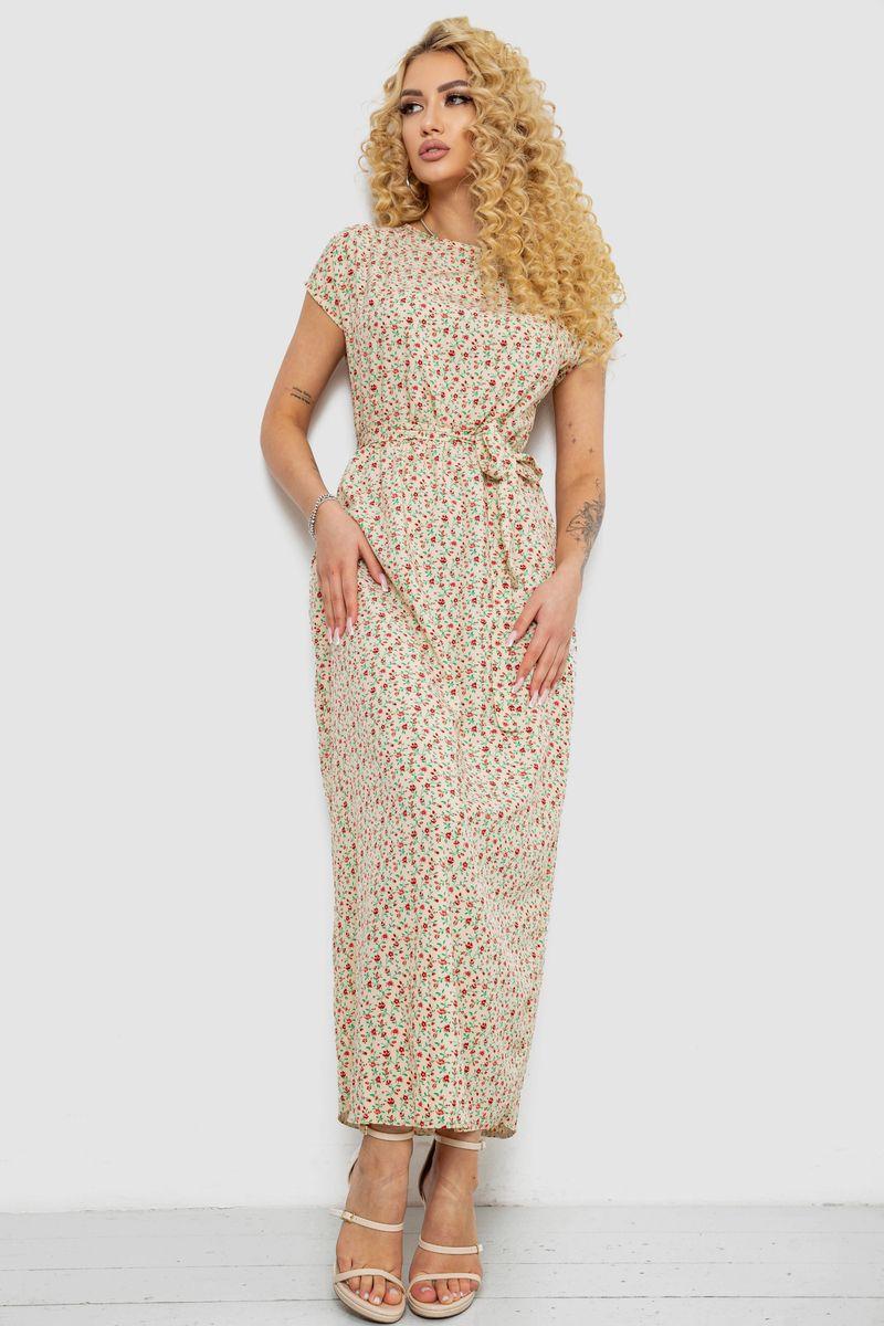 Сукня з принтом софт, колір бежево-червоний, 214R0228-2, фото 1