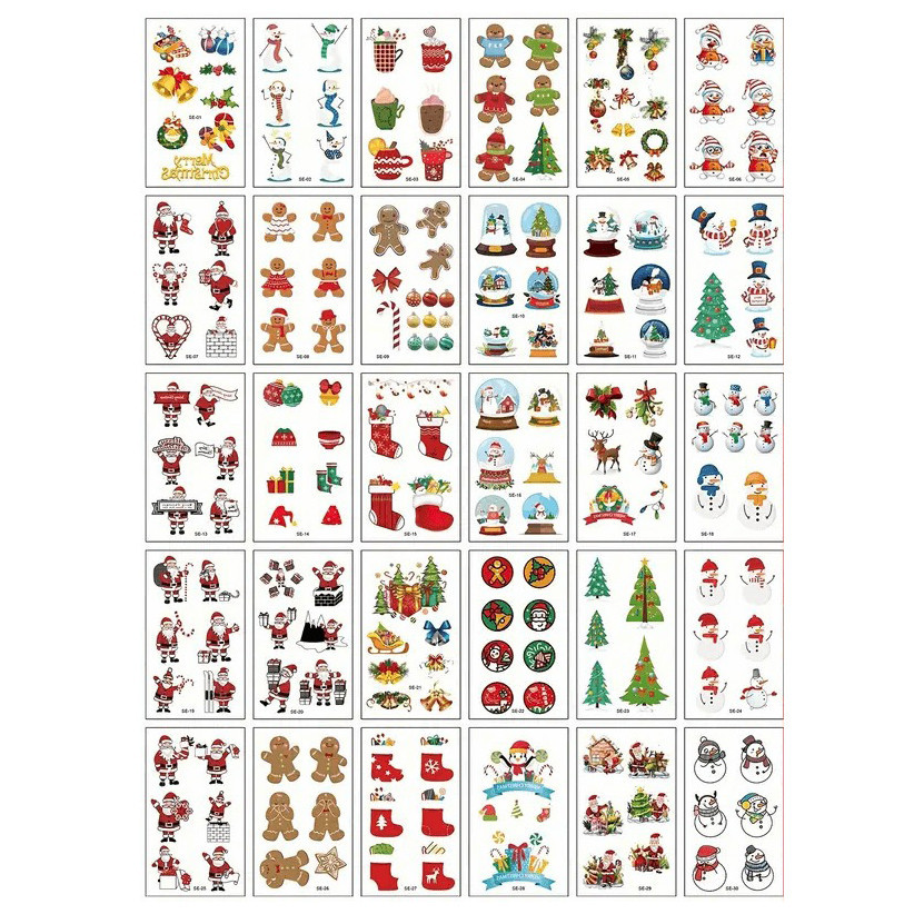Набір дитячих тимчасових тату "Різдво та Новий рік №2" tattoo-mini-set-cmas-30-2, фото 1