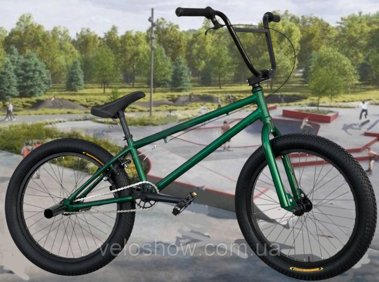 Стрибковий 20 BMX Cross трюковий велосипед (розворот керма 360) хакі матовий