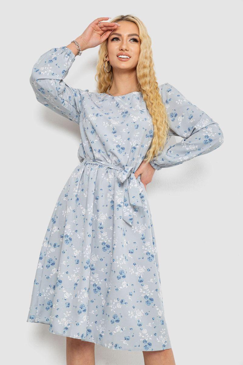 Плаття з принтом софт, колір сіро-блакитний, 214R0226-4, фото 1