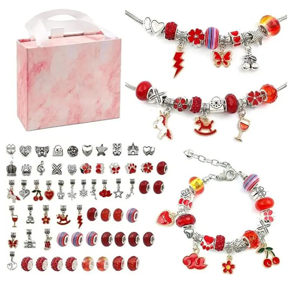 Набір для створення браслетів "Пандора" PDL610-4 червоний, фото 1