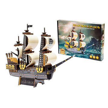 Дерев'яний 3D конструктор "Піратський корабель" Puz-00928, 196 деталей