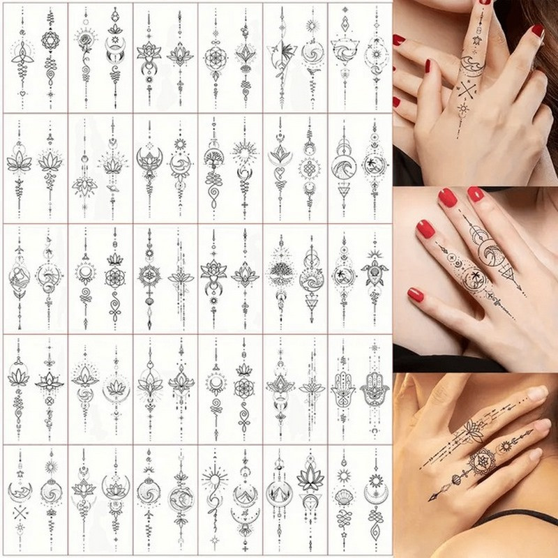 Набір дитячих тимчасових тату "Чорні міні №2" black-tattoo-mini-set-2-3, 30 штук по 9,5*5,5 см, фото 1