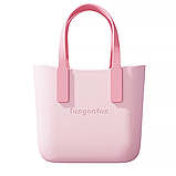 Сумка жіноча шопер силіконова на плече водонепроникна сумочка з підкладкою на блискавці Fungoofun, рожева, фото 2