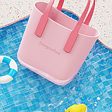 Сумка жіноча шопер силіконова на плече водонепроникна сумочка з підкладкою на блискавці Fungoofun, рожева, фото 8