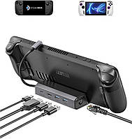 Док-станція JSAUX для Steam Deck/ROG Ally/Legion Go Dock, 5-в-1 HDMI 4K@60Hz, 100Mbps Ethernet, USB-A та 100 Вт USB-C (HB0602)