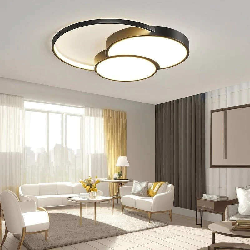 Кругла світлодіодна люстра з пультом ДУ до 18 м2 ECONOMICO 60W чорна, фото 1