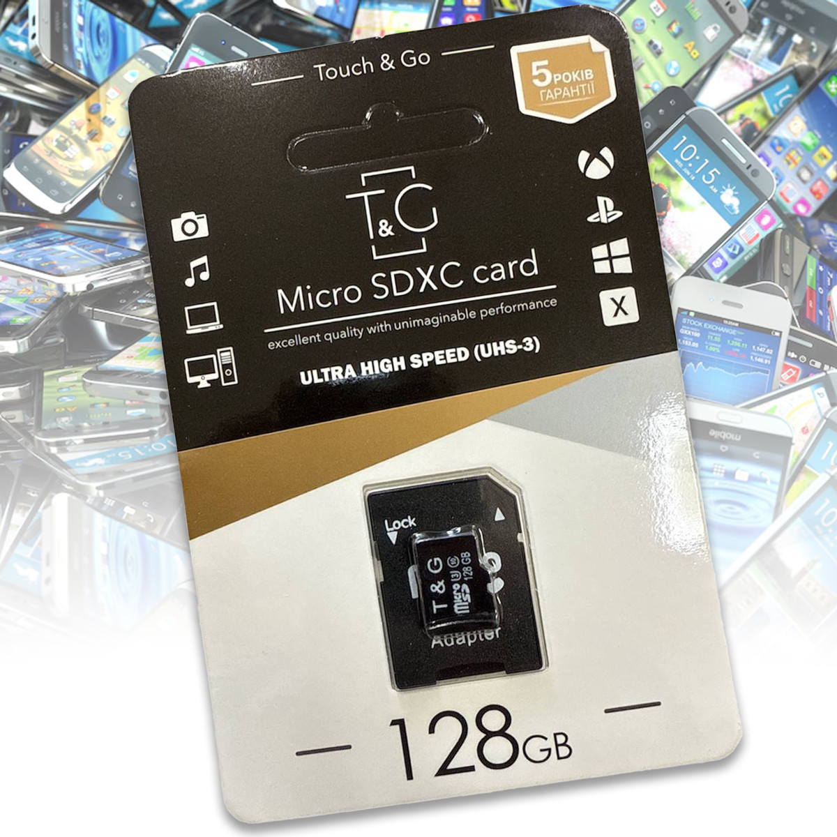 Карта пам'яті MicroSDHC 128GB Class 10 T&G (з адаптером), фото 1