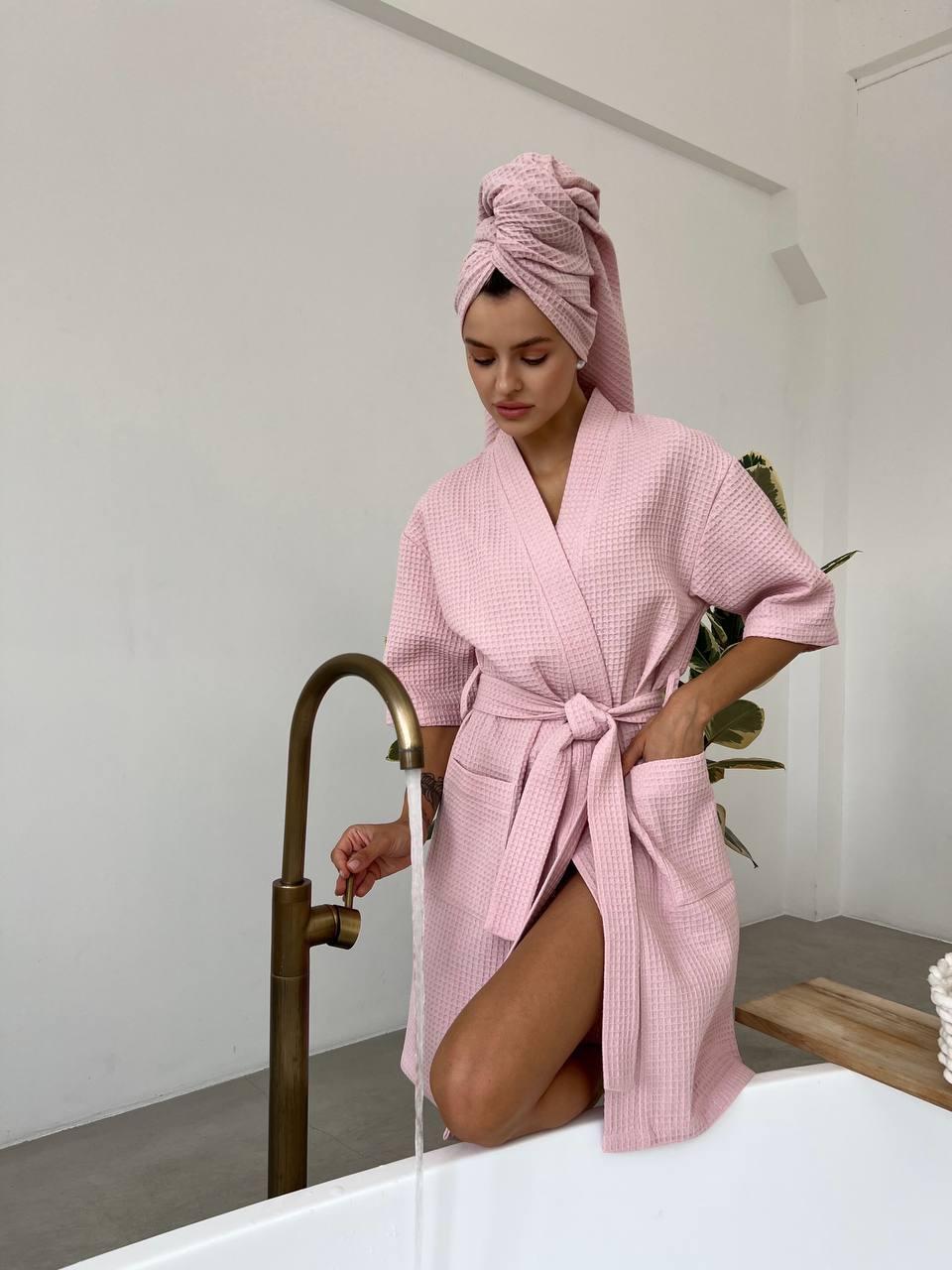 Жіночий Подарунковий набір Barbie рожевий (халат+рушник) .Топ!, фото 1