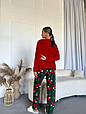 Жіноча тепла піжама з флісу червоно-зелена, Зимова рукавичка .Топ!, фото 3