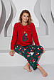 Жіноча тепла піжама з флісу червоно-зелена, Зимова рукавичка .Топ!, фото 6