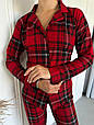 Жіноча тепла піжама з мікробайки в клітину червоно-чорна .Топ!, фото 2