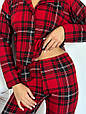 Жіноча тепла піжама з мікробайки в клітину червоно-чорна .Топ!, фото 5