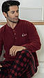 Чоловіча тепла піжама з флісу полар колір кофти бургунді та штани в клітину .Топ!, фото 2