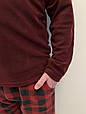 Чоловіча тепла піжама з флісу полар колір кофти бургунді та штани в клітину .Топ!, фото 4
