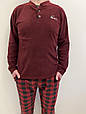 Чоловіча тепла піжама з флісу полар колір кофти бургунді та штани в клітину .Топ!, фото 7